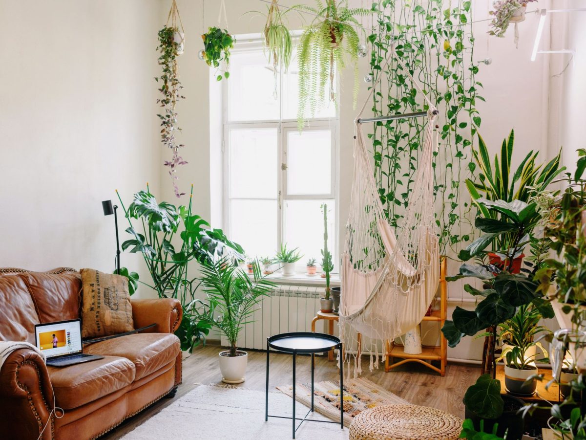 Decoração da Sala de Estar com Plantas Artificiais